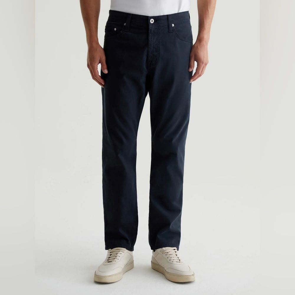 AG Adriano Goldschmied Navy The Graduate SUD Sueded Tailored Leg Pants SZ 33